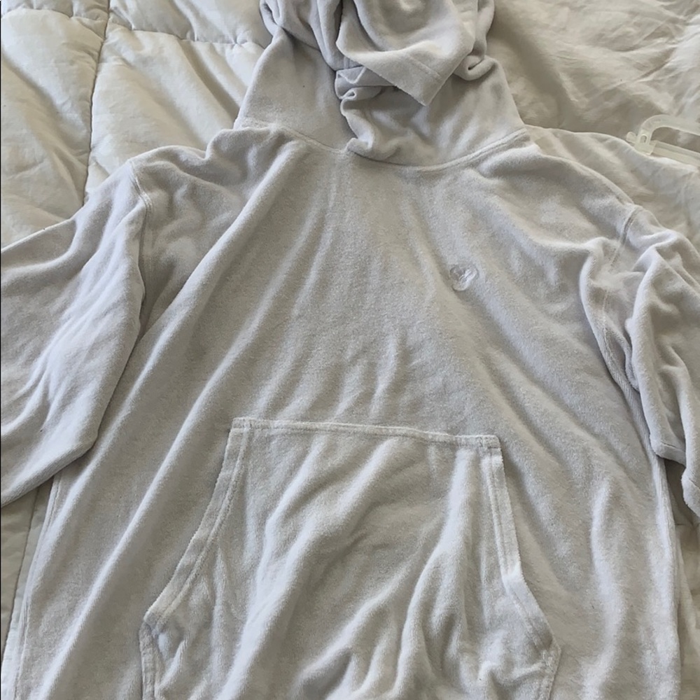 white terry cloth hoodie